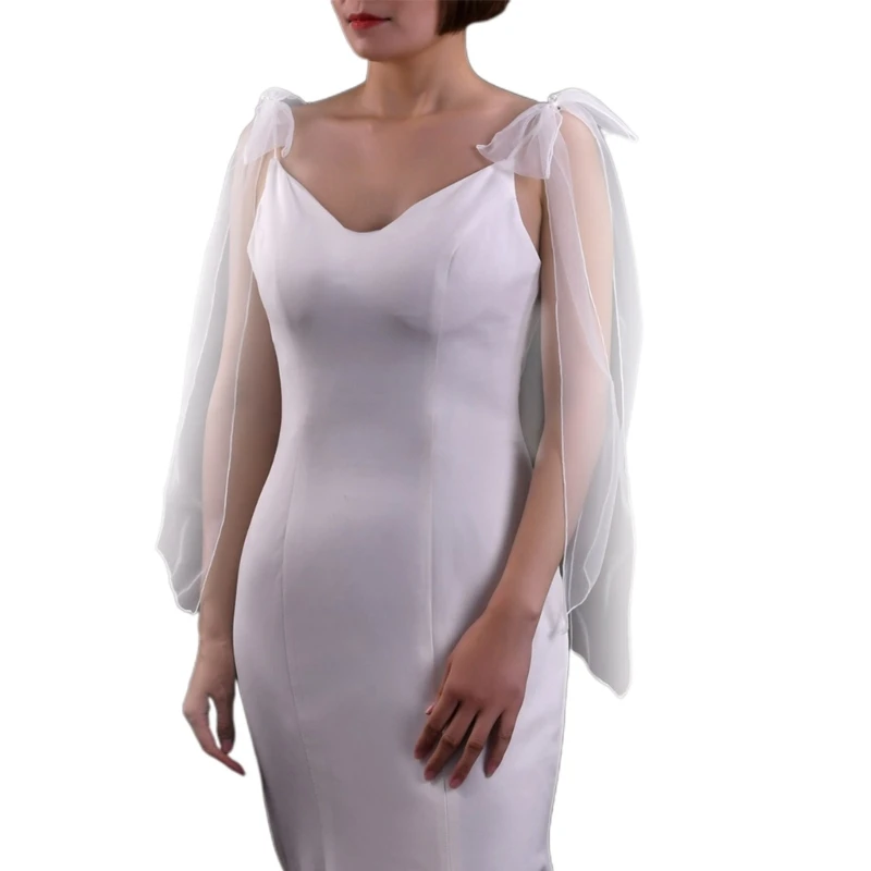 

Bridal Wedding Shoulder Shawl Sheer Wrap Wedding Shawl Shrug with Pearl Design