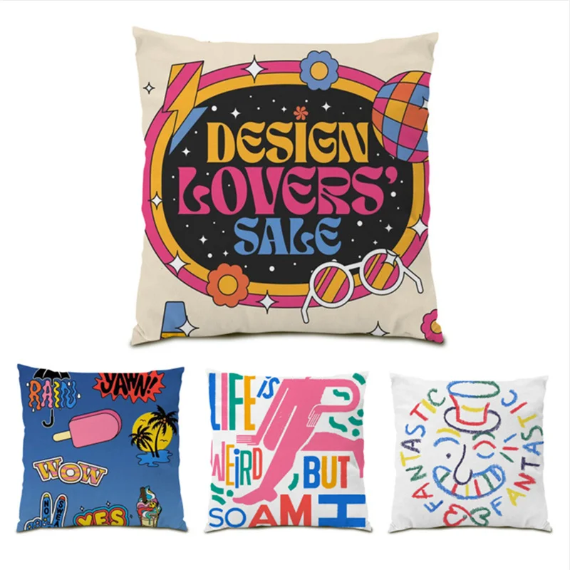 

Cushion Cover Polyster Liene Comfortable Square Chair Sofa Plain Gift Modern Alphabet Decorative Personalized Pillowcase E1207