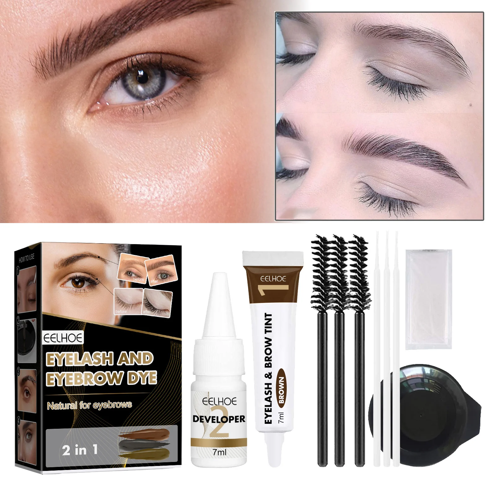 

Professional Eyelash Eyebrow Dye Tint Gel Eyelash Brown Black Color Tint Cream Fast Tint Easy Dye Kit