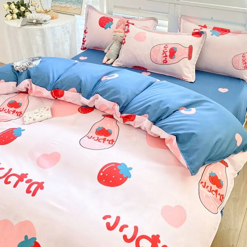 Soft and Cozy Duvet Cover with Lovely Rabbit Carrot Design Cloud Background 200X230CM Single Double Queen Size