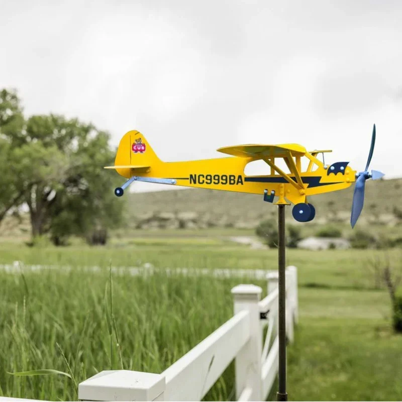Фото Piper J3 Cub флюгер для самолета металлический садовый флюгер самолет флюгер индикатор направления ветра садовый домашний декор №5