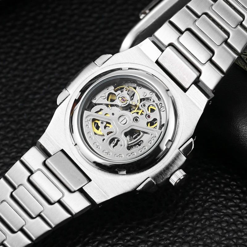 New Skeleton Mechanical Watch Men Luxury Brand Stainless Steel Tourbillon Automatic Watches High Quality 3