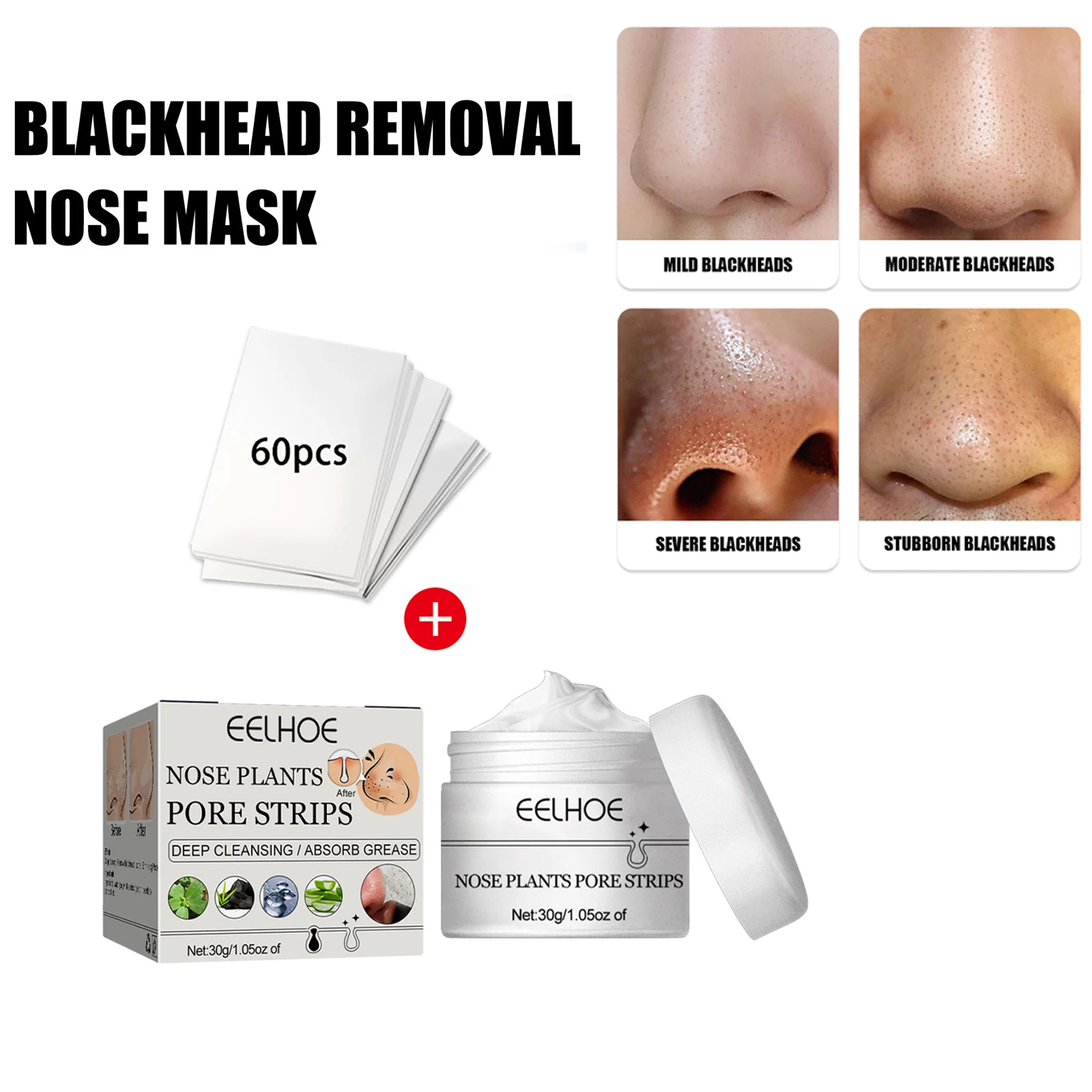 

Blackhead Remover Pore Strips Kit Face Peeling Off Patches Skin Care Acne Treatment Against Black Dot Deep Cleansing Nose Mask