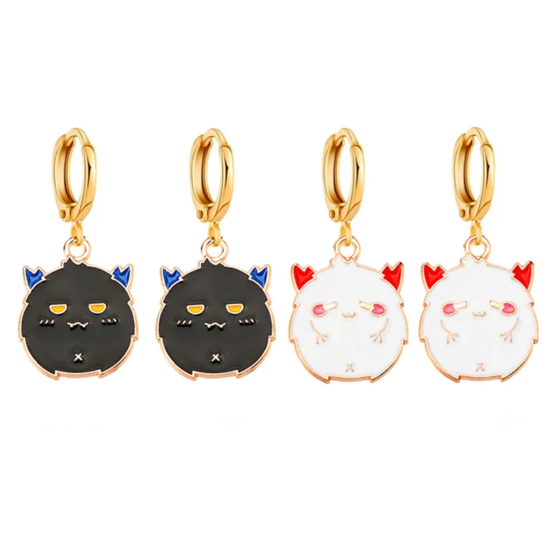 

2Pairs Cartoon Cute Little Devil Women Earrings High Quality Alloy Enamel Color Body Jewelry Suitable For Party Creative Earring