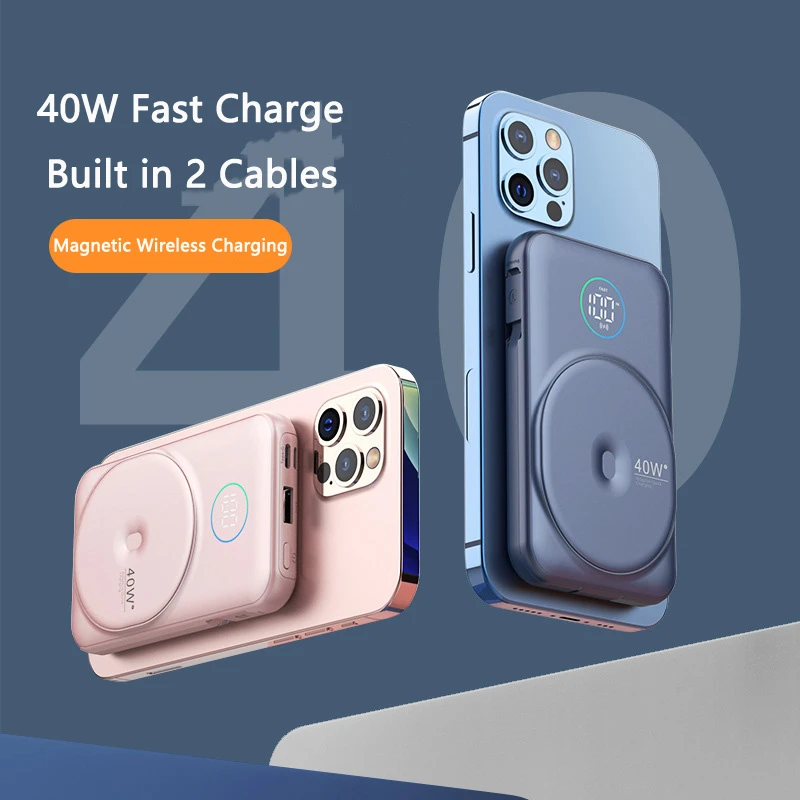 

40W Fast Charging 20000mAh Powerbank for Laptop Samsung 15W Magnetic Qi Wireless Charger for iPhone 13 12 Poverbank with Cable