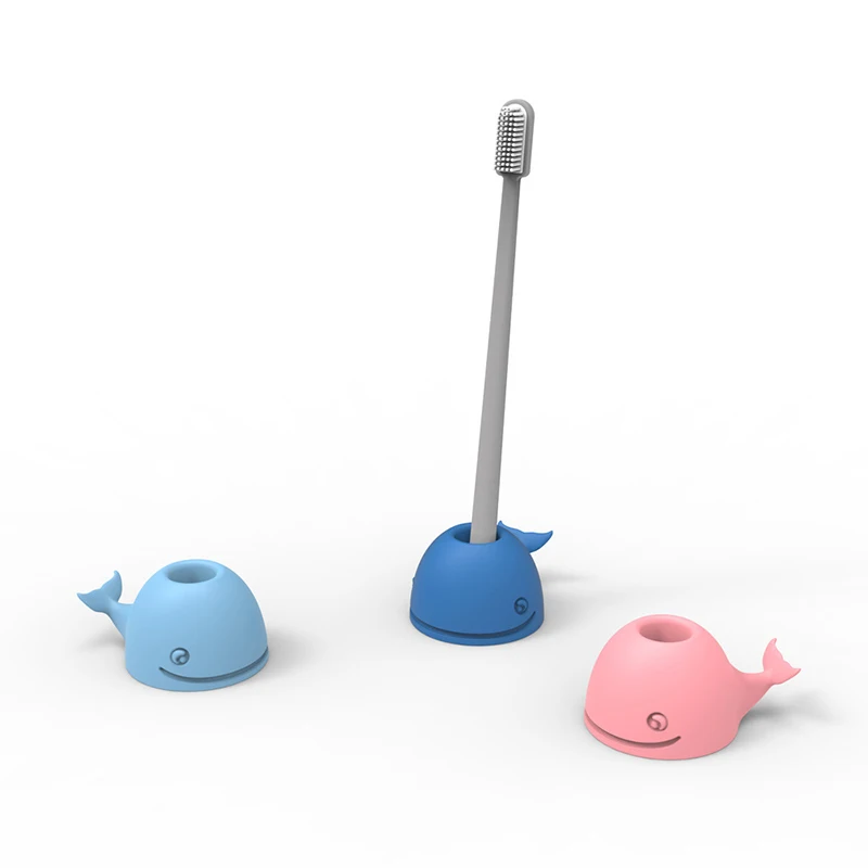 

Creative Cute Silicone Whale Toothbrush Holder Toothbrush Holder Desktop Office Small Whale Pen Insert Three Colors