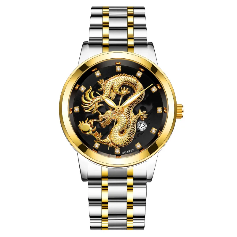 2023 Popular Europe and the United States fashion new men's watch stainless steel perpetual calendar dragon business waterproof