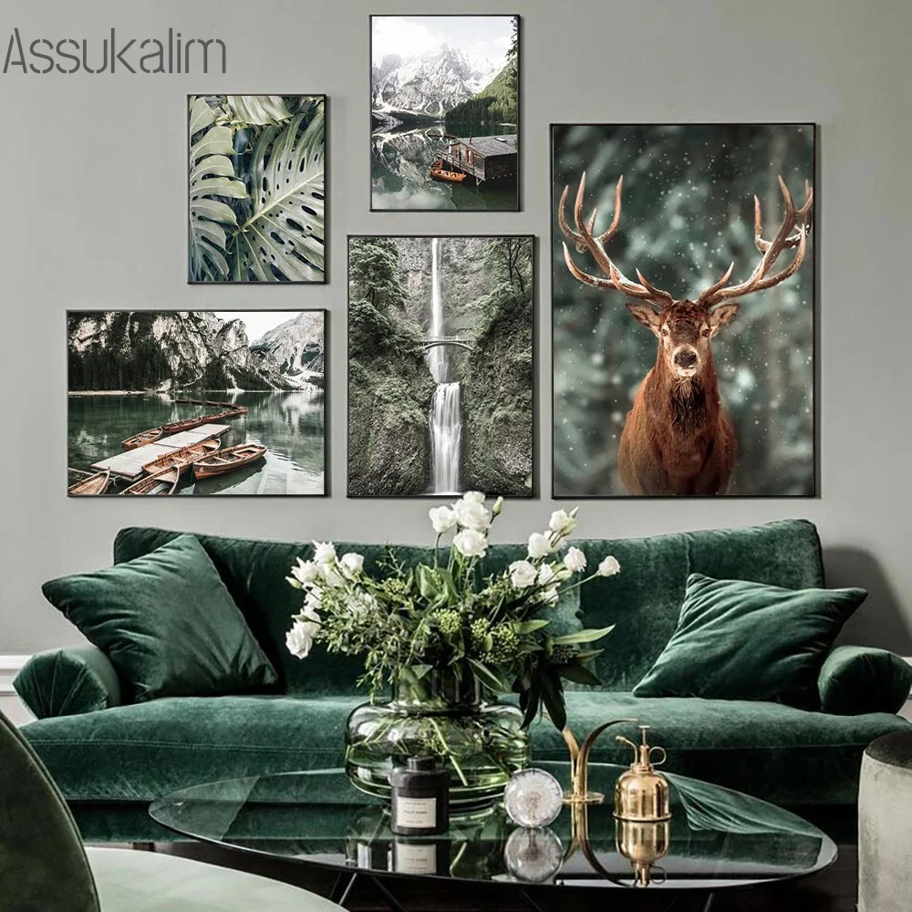 Художественные принты на холсте монстера постеры лось художественная живопись