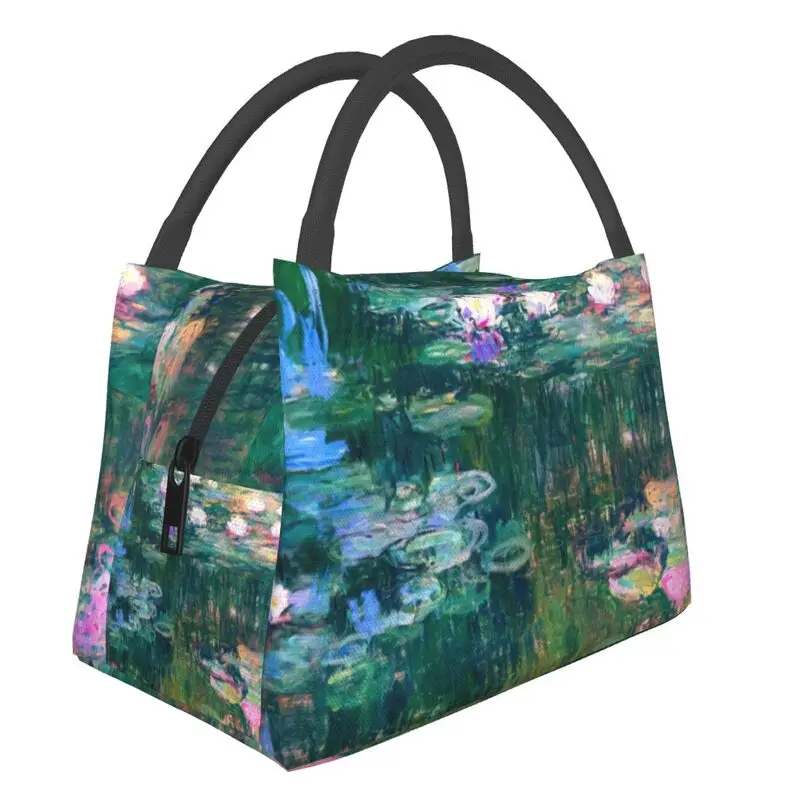 

Water Lilies Monet Resuable Lunch Boxes for Women Waterproof Streetwear Cooler Thermal Food Insulated Lunch Bag Shoulder Bag
