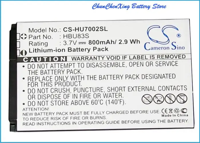 

Высококачественный аккумулятор Cameron Sino 800 мАч HBC80S,HBU83S,HBC85S для Huawei C2008,C2202,C2205,C2285,C2288,C2299, C5320,C7168,C7188