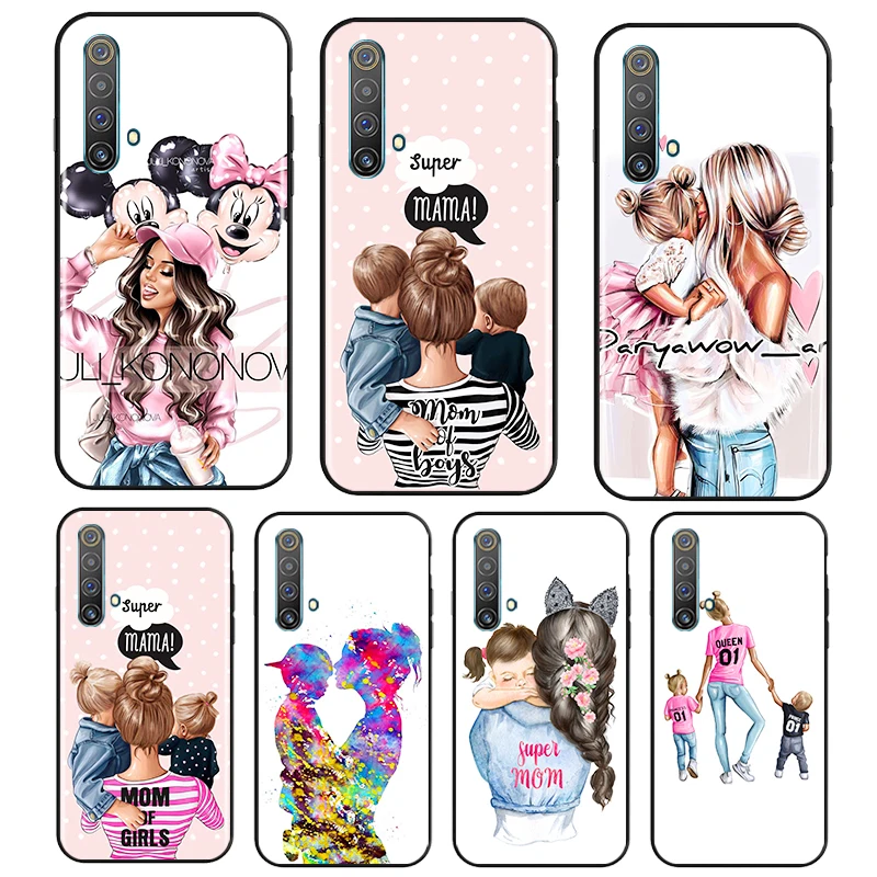

Super Mom baby girl boy Phone Case For OPPO Reno 7 6 5 4 3 SE Z F Pro Plus 4G 5G Black Silicone TPU Cover