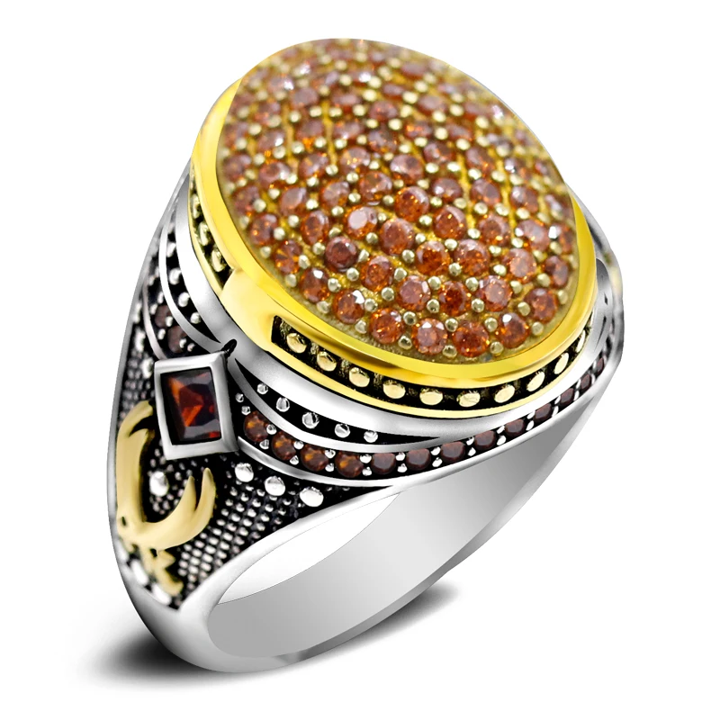 Стерлинговое серебро s925 новое мужское кольцо с цирконом Türkiye Fashion классический