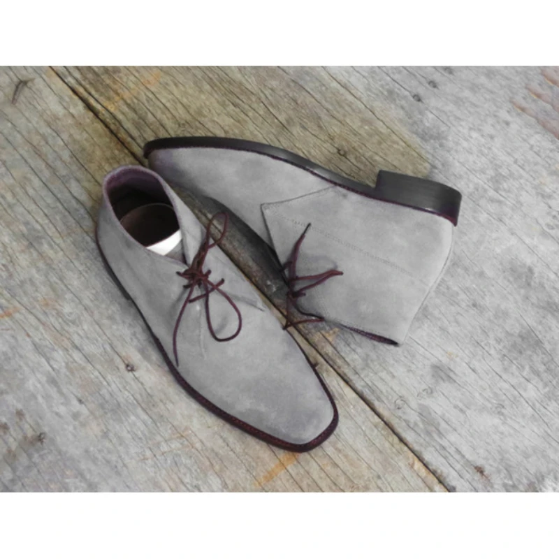 

New Desert Boots Men Boots Faux Suede Low Heel Solid Lace Up Ankle Professional Classic ComfortableBusiness Dress Boots KF776