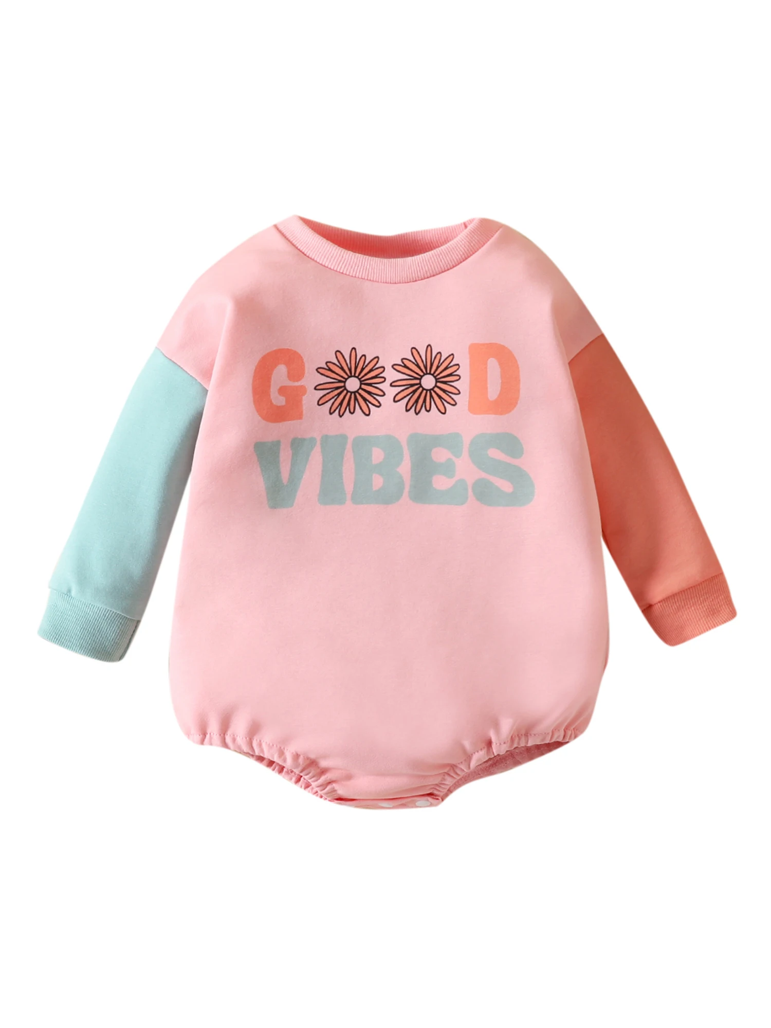 

Toddler Baby Girls Romper Patchwork Long Sleeve Letter Print Sweatshirt Infant Pullover Tops