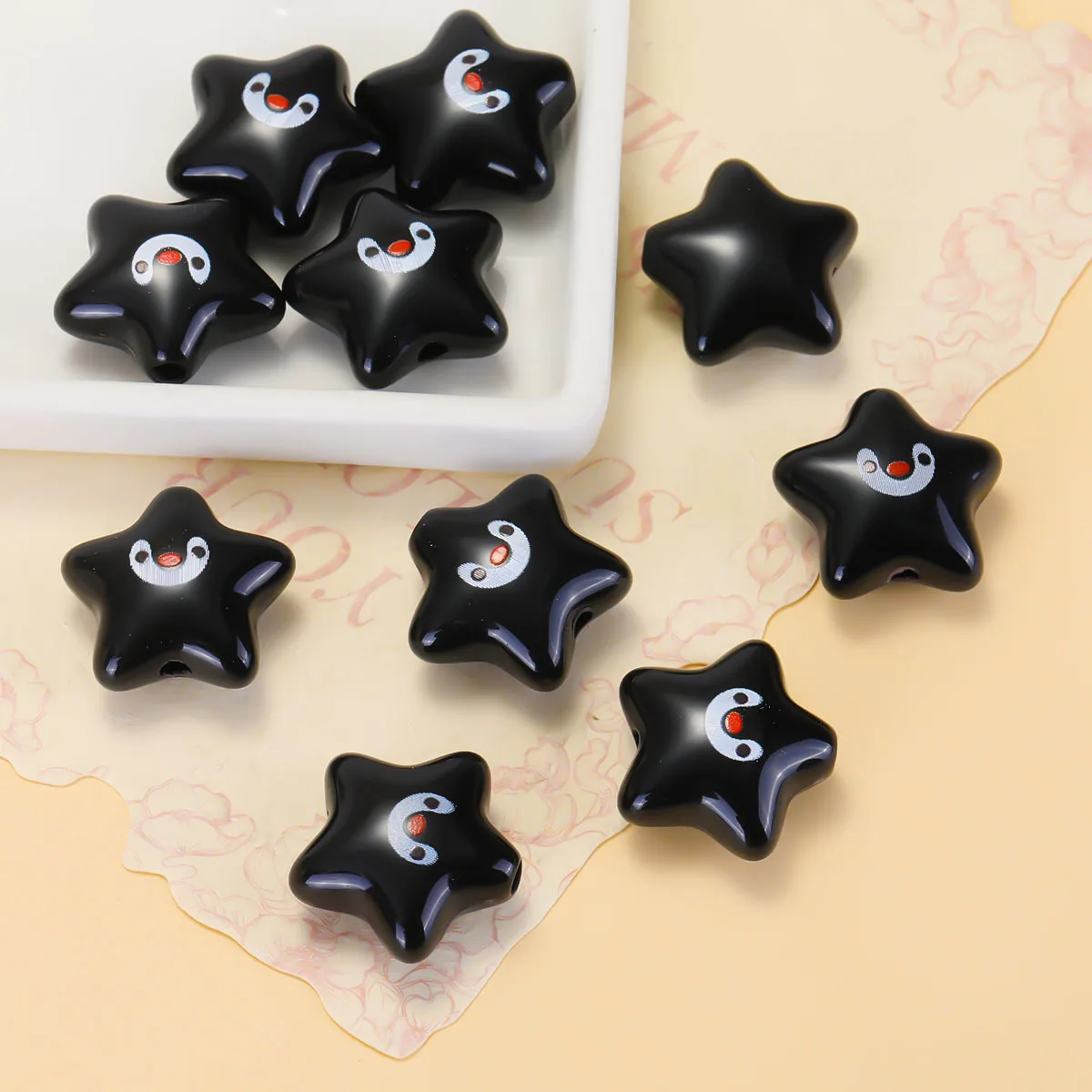 Фото 5 шт. 20x20 мм Разноцветные акриловые бусины в форме пятиконечной звезды с отверстиями, для сумок, ремешков для телефонов, брелоков, аксессуаров №4