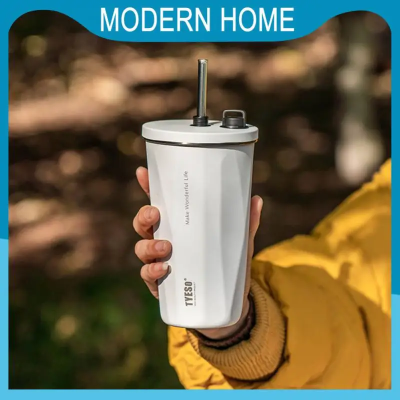 

Drinkware Coffee Cup Large Capacity Vacuum Water Bottle Stainless Steel Ice Cream Insulation Thermos Cup Water Bottles Straw Cup