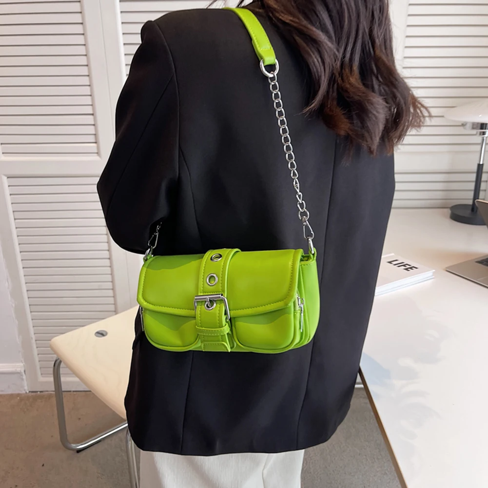 

Сумки на плечо для женщин в стиле ретро из искусственной кожи с пряжкой и цепочкой, женские повседневные модные мягкие регулируемые сумки ч...