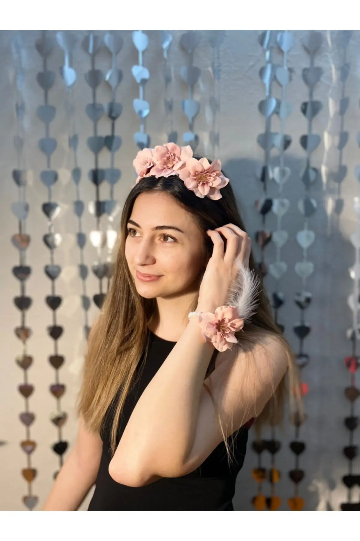 

Hand Bridesmaid Flower Crown Bangle Set henna bride veil welon