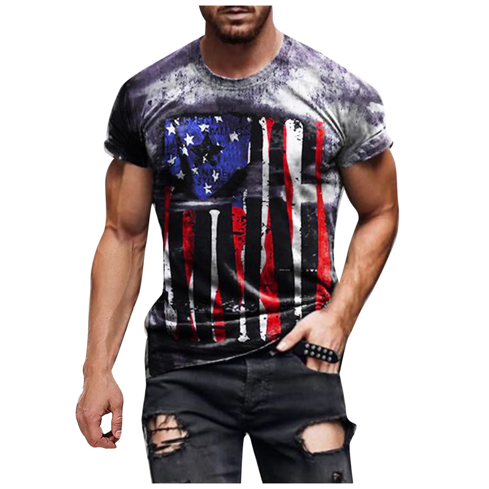 Unisex Casual 3D Printed Tshirt V-neck Short Sleeve Plus Size T-shirt National Flag Printed Men Tops Cool Fashion Streetwear