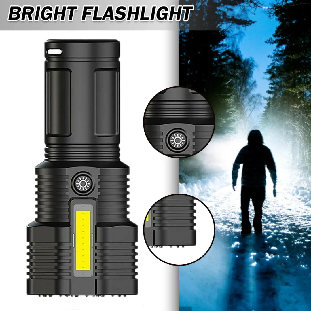 

LED Flashlight Super Bright Torch USB Rechargeable Lamp Intelligent Power Display High Powered Flashlight With 4 Levels Dimming