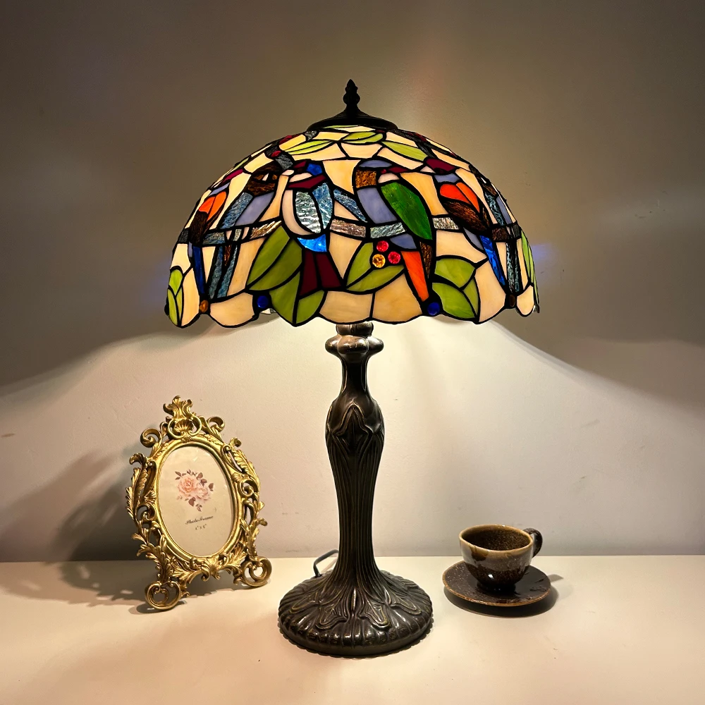 LongHuiJing 8 дюймов настольная лампа в американском стиле Витражная Тиффани