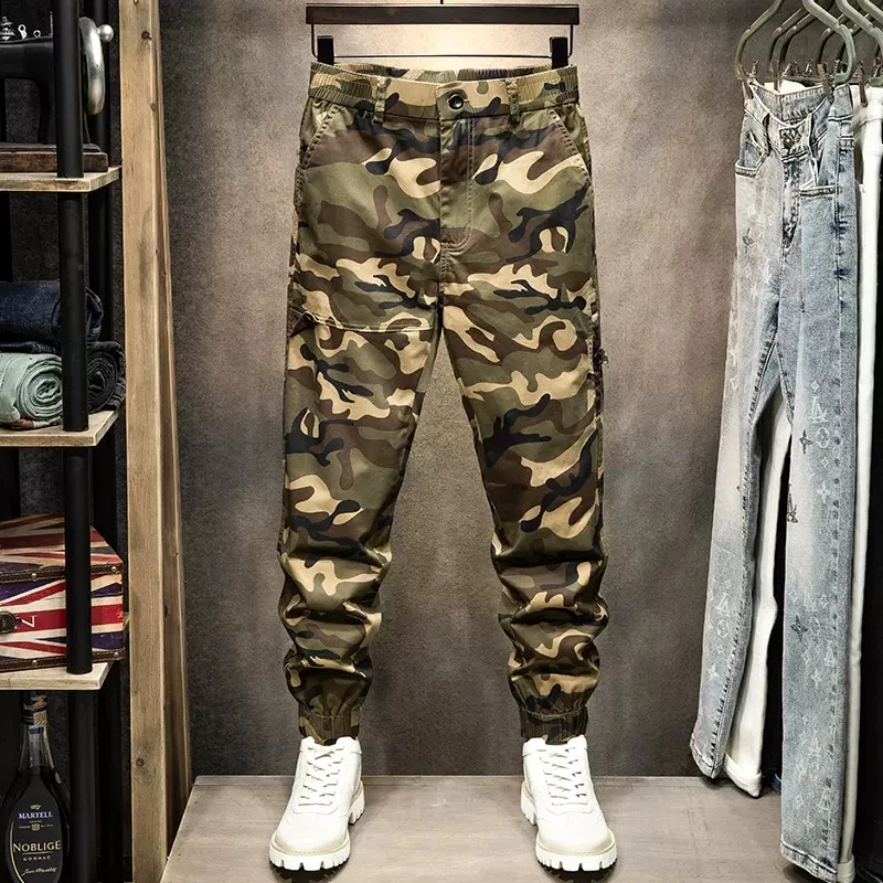 Street Fashion Men Jeans Loose Fit Spliced Designer Casual Cargo Pants Hombre Camouflage Hip Hop Joggers Men Military Trousers