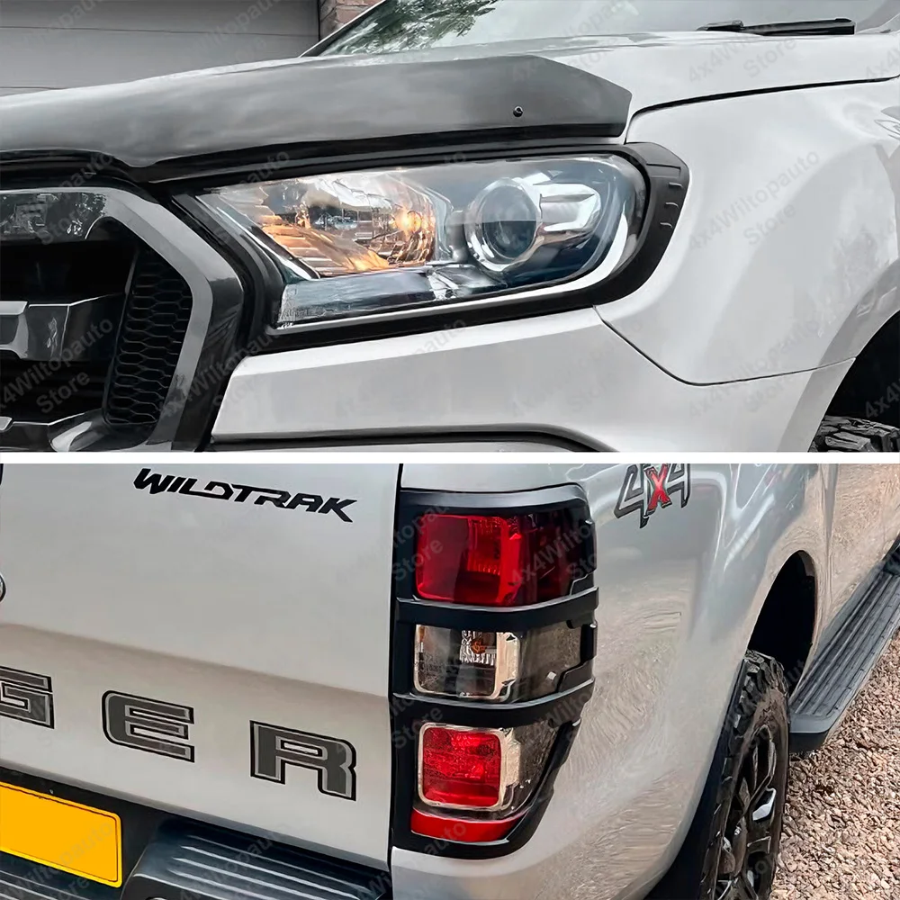 Фото Накладки на фары и задние фонари для Ford Ranger 2015-2022 T7 T8 XLT XL WILDTRAK, комплекты для кузова, накладки на дверные ручки, внешние аксессуары №2