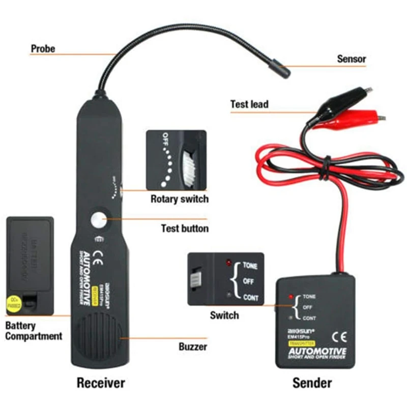 Автомобильный короткий и открытый искатель проводов тестер электрических цепей
