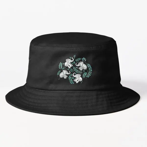

Laughing Baby Elephants Emerald And Tu Bucket Hat Sun Caps Outdoor Sport Summer Black Spring Mens Solid Color Fishermen