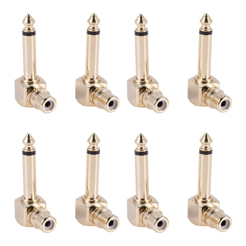 

Top Deals 8-PACK RCA Female Jack To 1/4 Inch Mono Male Plug Right Angle Audio Adapter,Gold