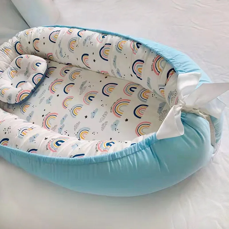 

Nest Crib Baby Bed Sleeping Carry Travel Newborn Lounger Portable Bassinet Bumper with Pillow Cushion