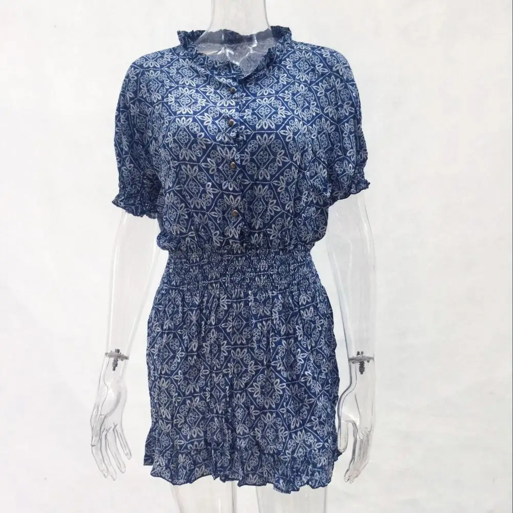 

2022 New Fashion Summer Women Dress Loose-fit Printing Cotton Blend Fashion Female A-line Mini Dress for Casual Elegant Vestidos