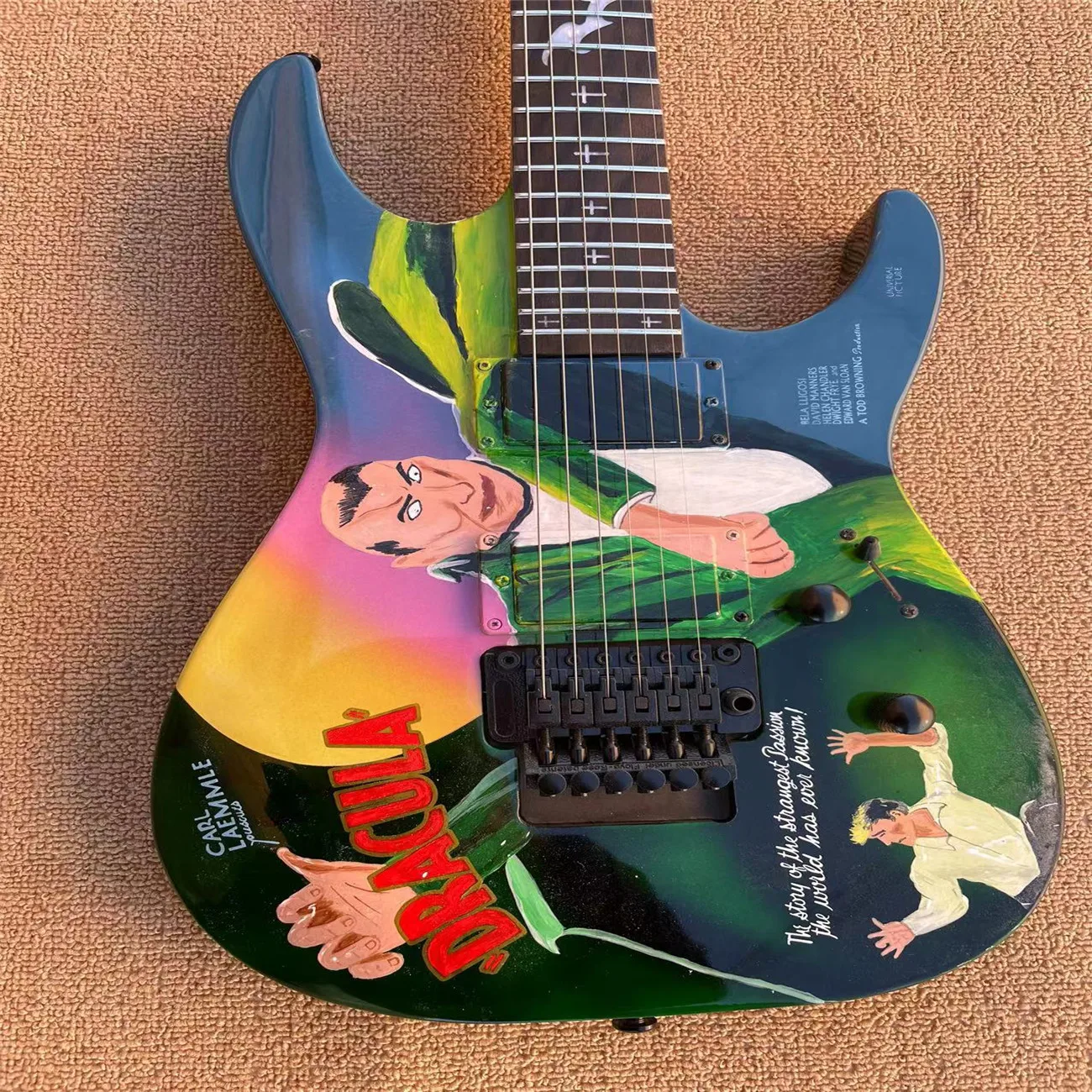 

6-string custom electric guitar, body manual painting, black metal hardware rosewood fingerboard trill, free transportation