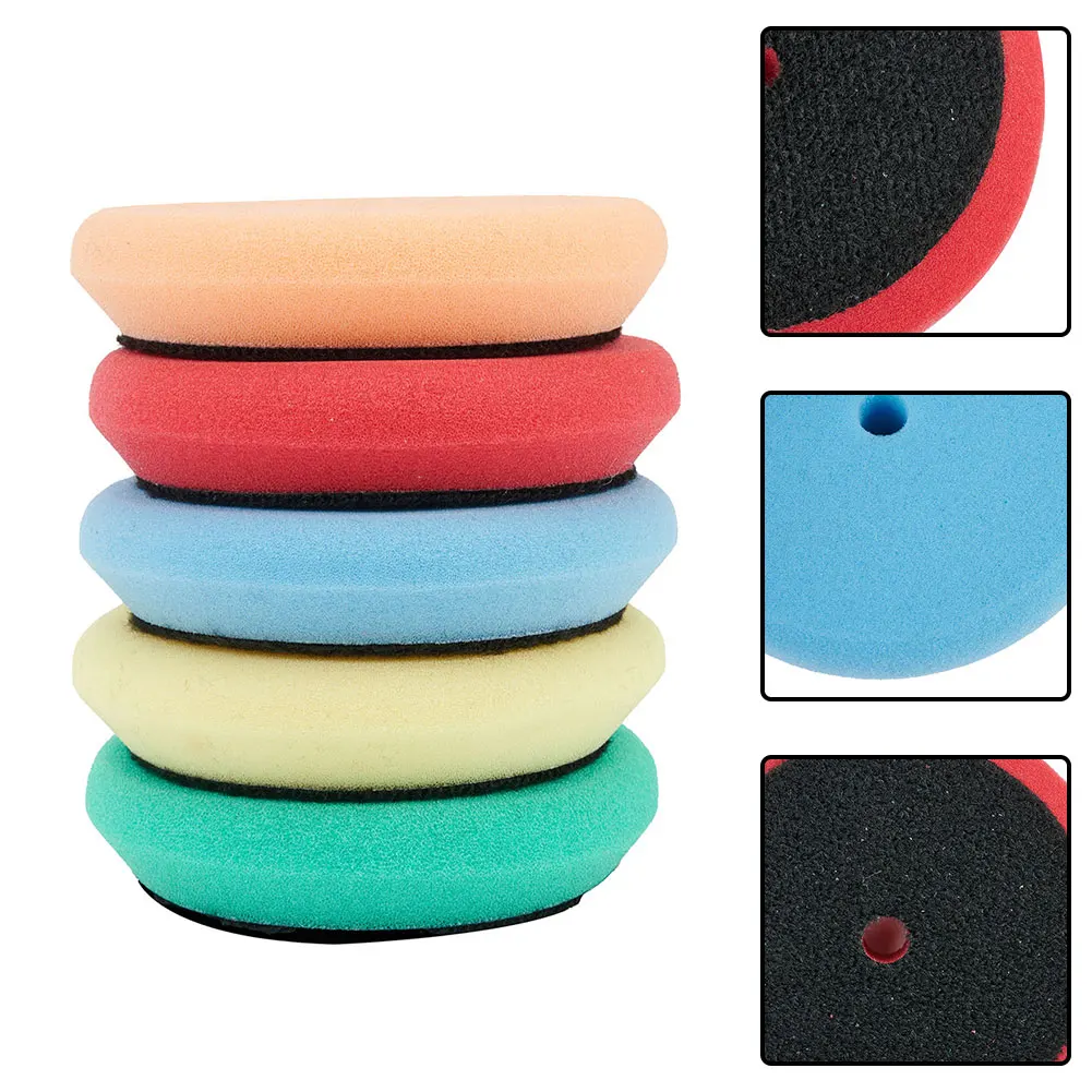 

5Pcs 3 Inch Sponge Buff Pads Polishing Waxing Car Wash Maintenance Detailing Care Washer Cleaning Disc For Car Polisher Machine