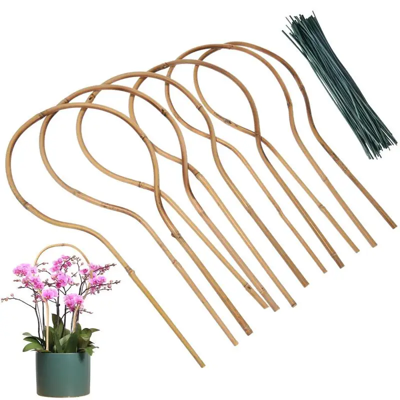 

Loop-shaped Bamboo Trellis 6PCS House Plant Trellis For Climbing Plants Indoor Outdoor Plant Trellis Decorate Plant For Ivy Vine