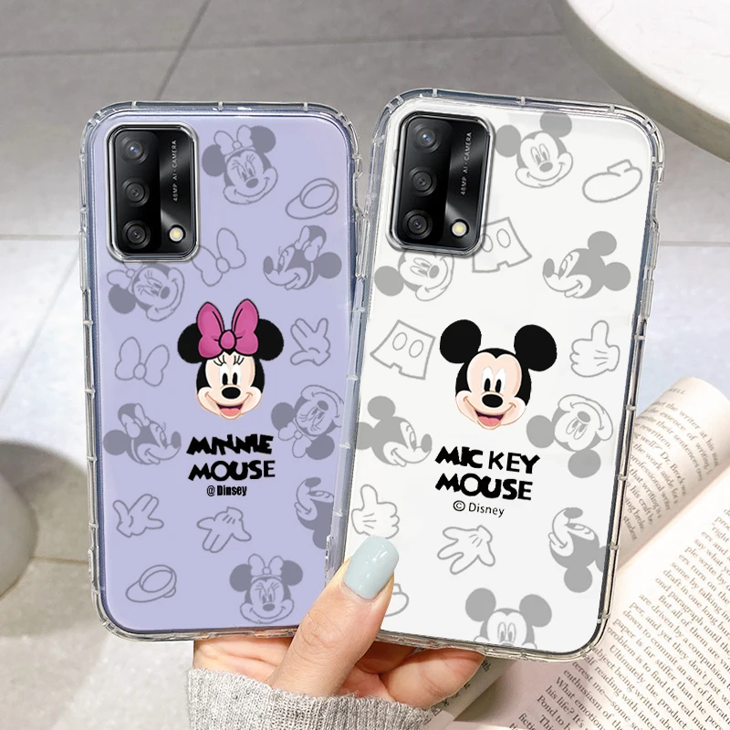 

Disney Mickey Minnie Luxury Phone Case For OPPO Reno 9 8 7 6 5 4 2 Z Lite Pro SE 5G Silicone TPU Funda Capa Transparent Cover