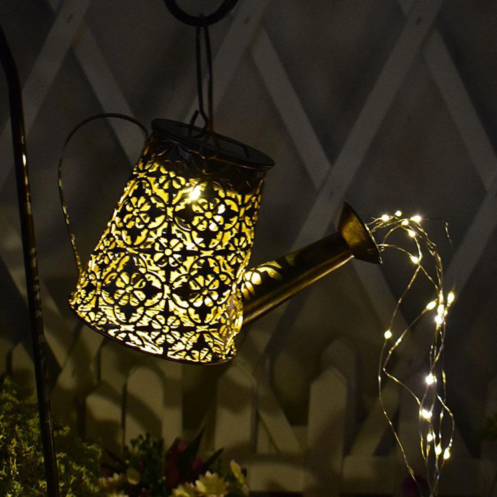 

Solar Outdoor Kettle Light Watering Can Lamp Fairy String Light Sensitive Light Built-in 600mAh Rechargeable Cell Garden Decor