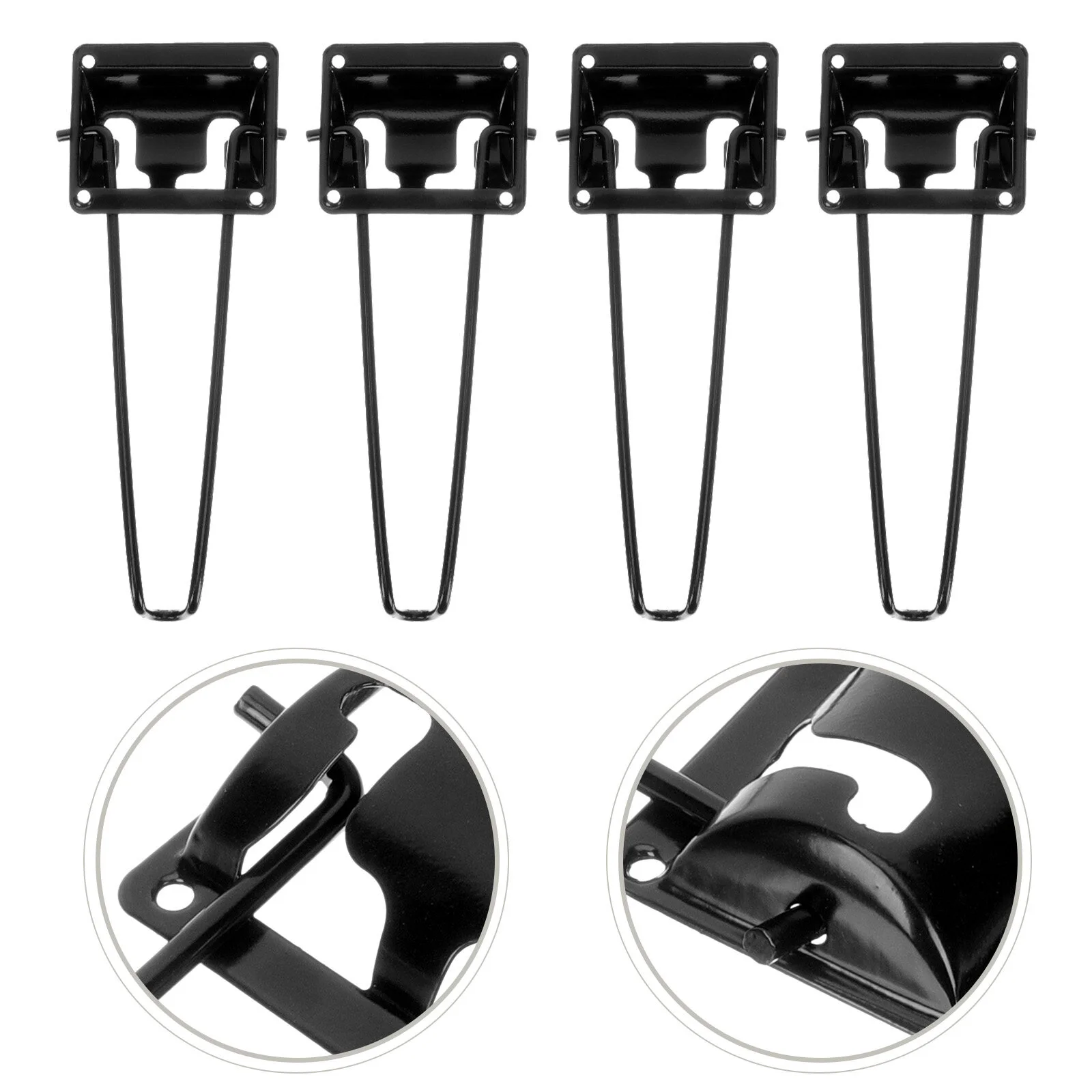 

4 Pcs Outrigger Metal Hair Clip Pin Legs Black Table Bench Folding Heavy Duty Hairpin Coffee Dining