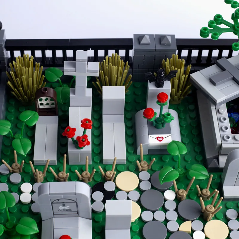 Фото Строительные блоки MOC на Хэллоуин, зомби, скелет, череп, Некрополь, призрак, кирпичи, игрушки, креативные подарки для детей, совместимые с LEGO №4