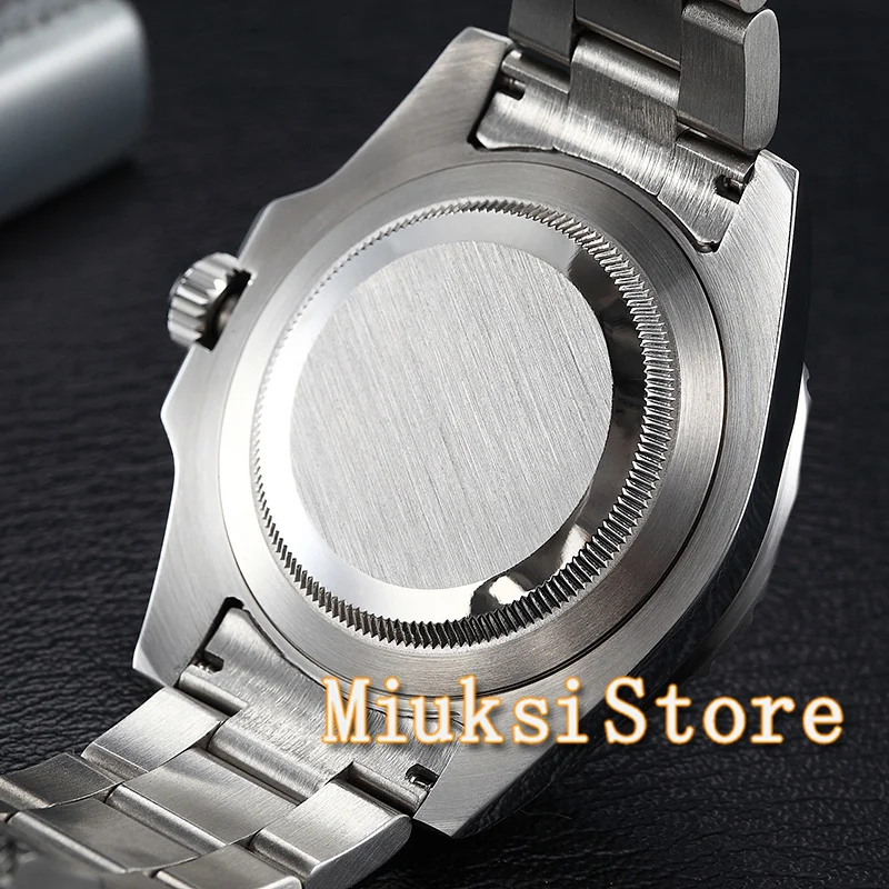 Мужские автоматические часы Parnis Серебристые 40 мм с сапфировым стеклом и черным