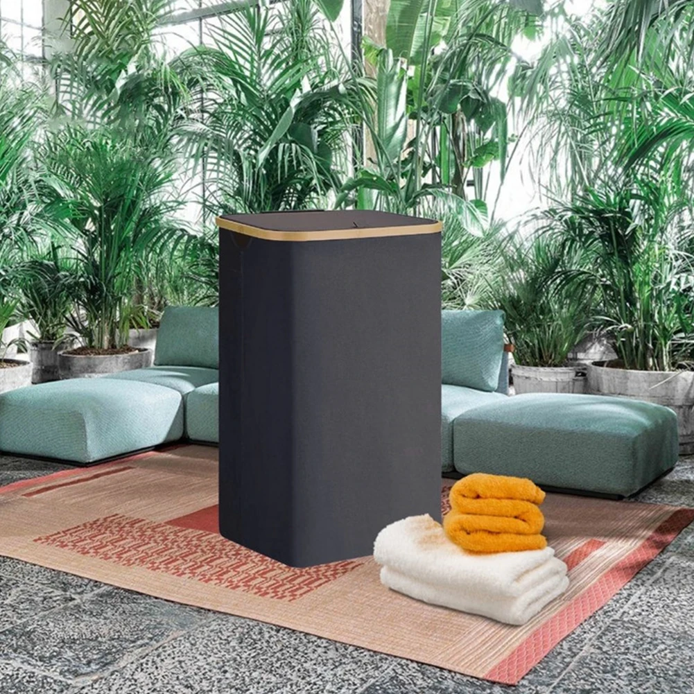 Корзина для грязной одежды объемом 100 л с бамбуковой ручкой и крышкой Контейнер