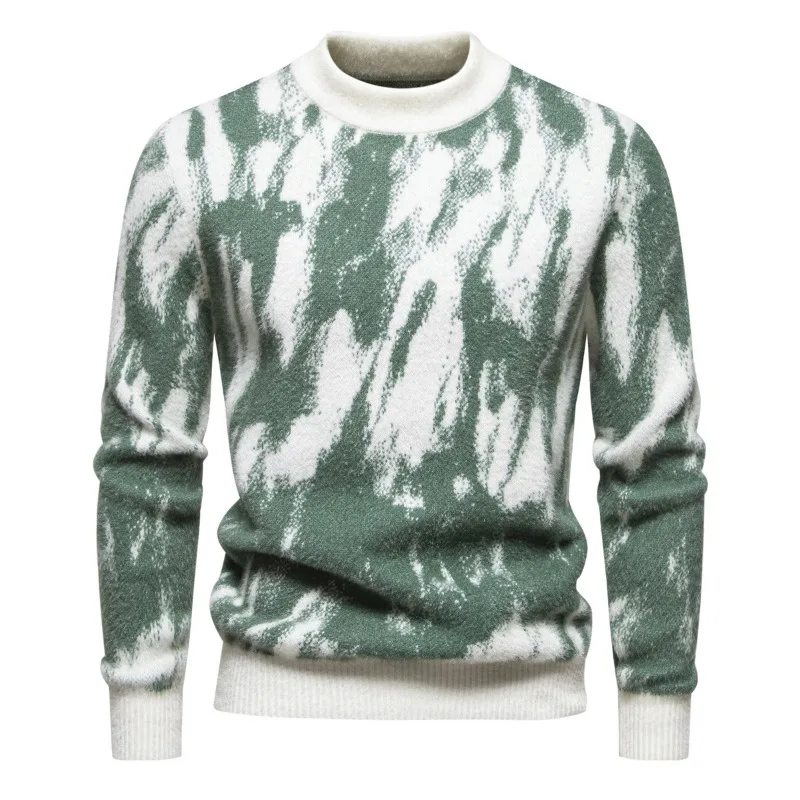 Мужской трикотажный джемпер с длинным рукавом и круглым вырезом