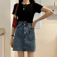 female high waist irregular plus size a line skirt 2021 summer new women denim high waist thin slim skirts all match harajuku