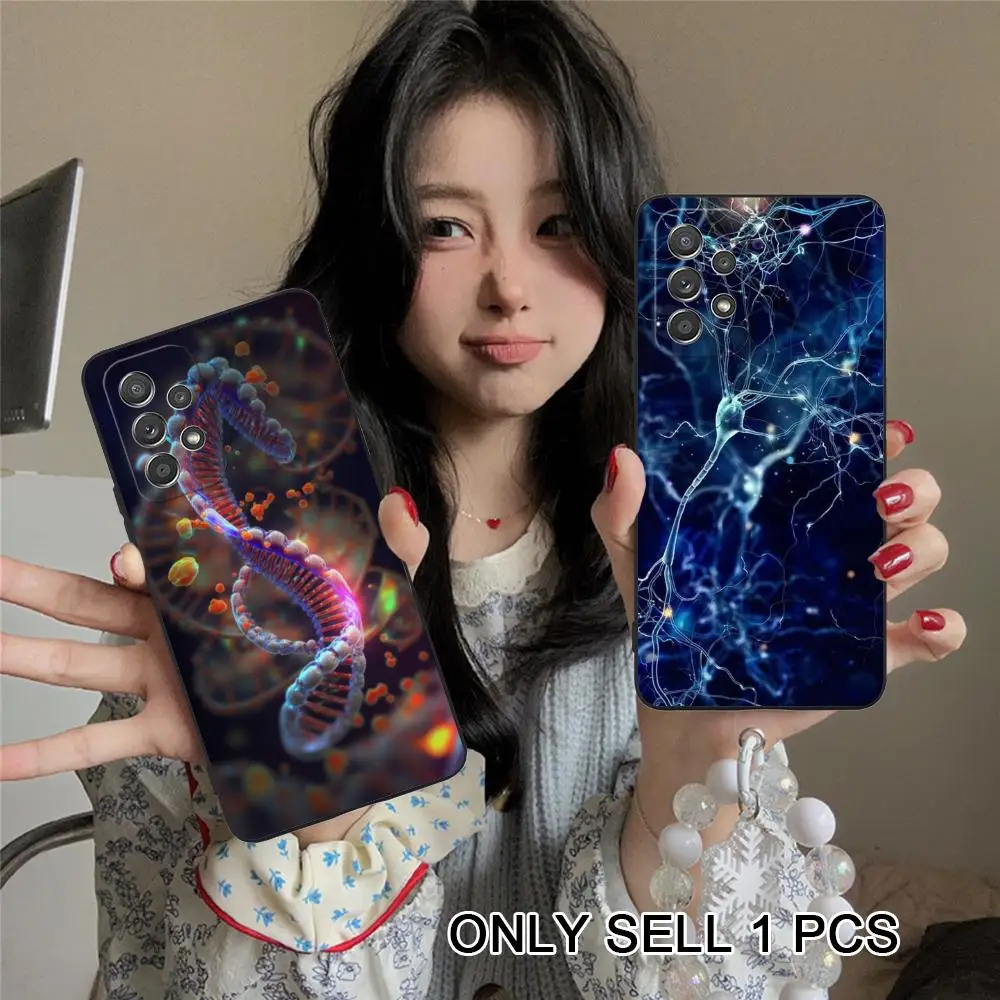 Фото Чехол для телефона Samsung Galaxy A26 25 24 23 22 21 17 16 15 14 13 12 11 5G с дизайном «ДНК и нейроны», мягкий, из ТПУ, противоударный №4