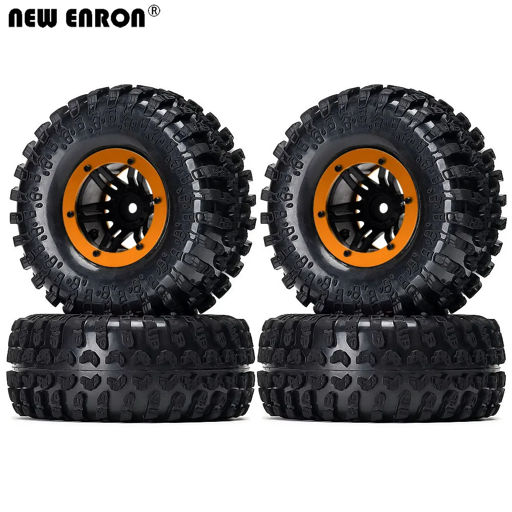 

NEW ENRON 4Pcs 2.2" Orange Plastic Beadlock Wheels Rim & Rubber Tires for RC Car 1/10 Axial SCX10 Traxxas TRX-6 Wraith YETI RR10