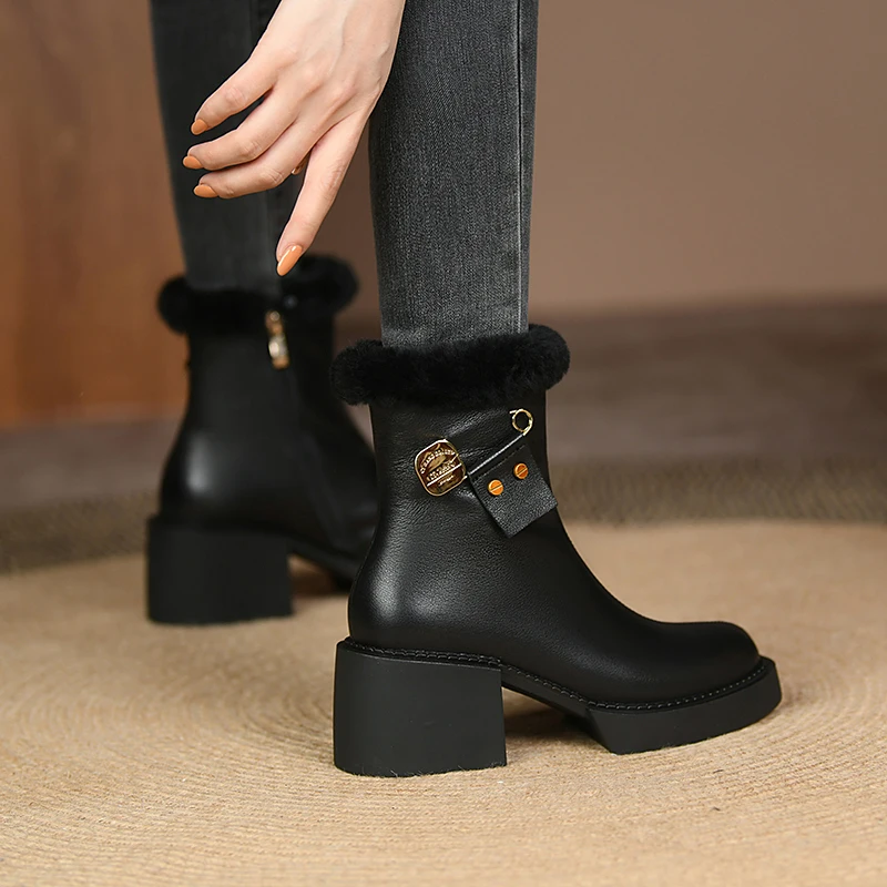 

Ботинки зимние из натуральной кожи, 22-2022 см, на молнии сбоку