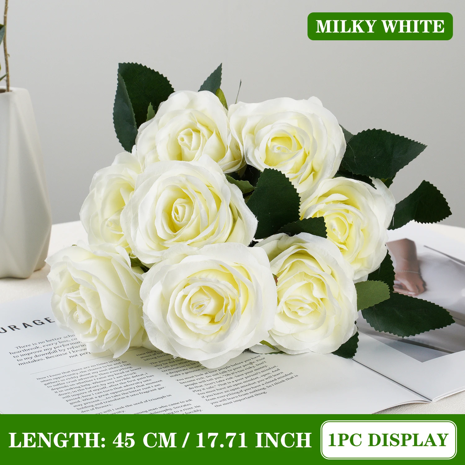 

Искусственный букет из шелковых роз, эвкалипта и пионов Uflower