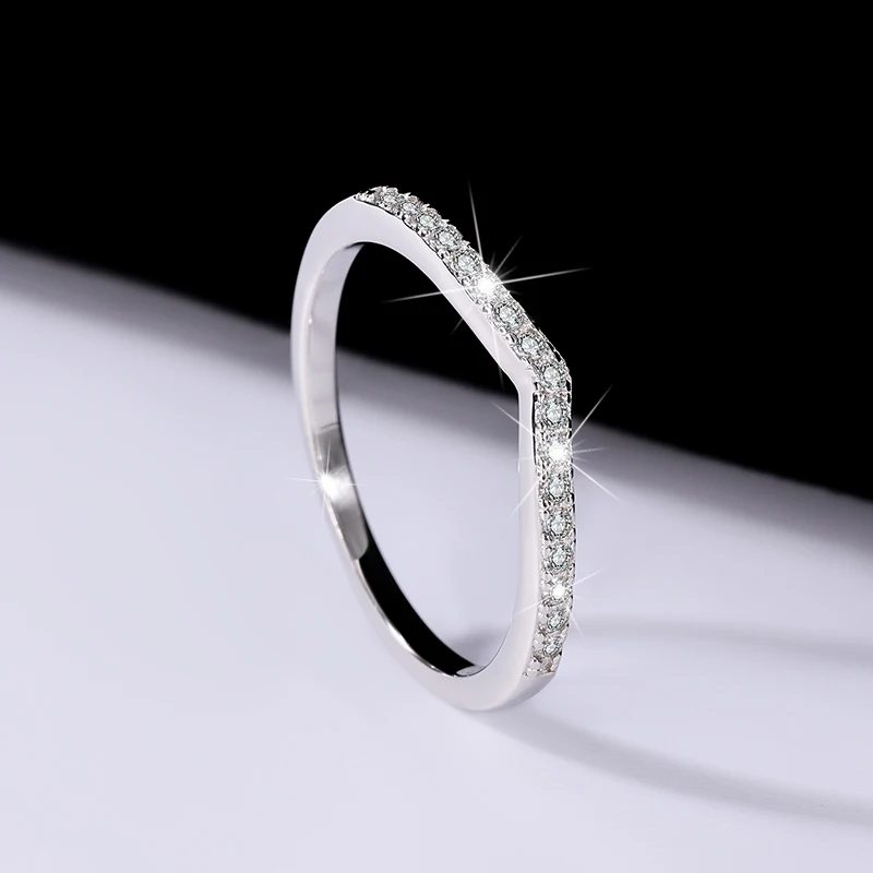 S925 Silver Mosan Diamond Ring Silver Round Women's Pointed Set Exquisite Jewelry Customization
