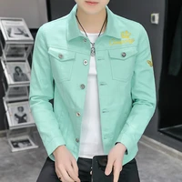 2022 springfall mens new denim jacket fashion trend to wear students handsome mens colorful versatile denim jacket