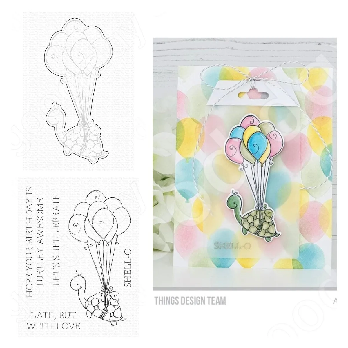 

Balloon and Turtle Cutting Dies Stamps Scrapbook Diary Decoration Stencil Embossing Template Diy Greeting Card Handmade New 2022